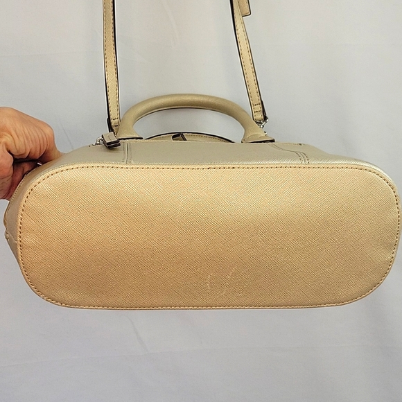 Tignanello Saffiano Leather Domed Satchel Champagne - Picture 3 of 16